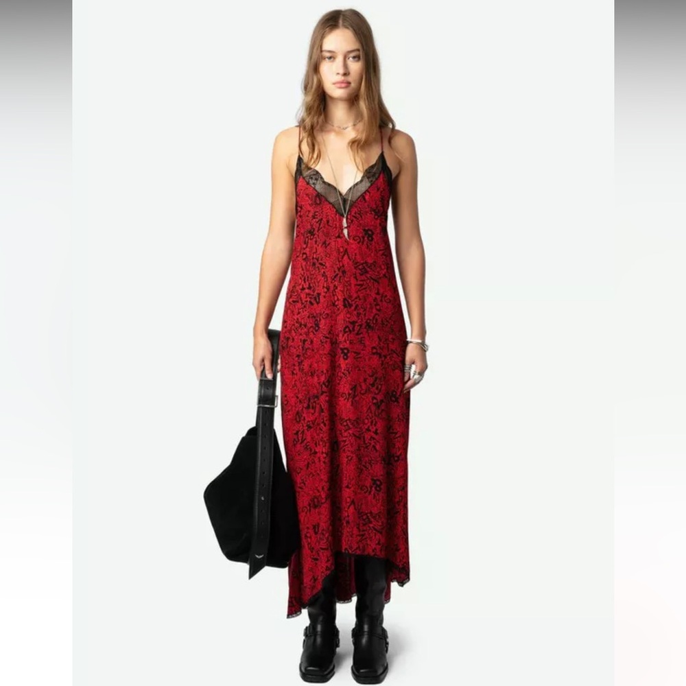 Zadig & Voltaire Risty Dress in Red and Black Print